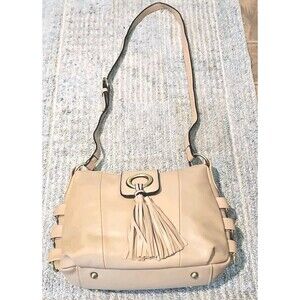 Mellow World Tan Leather Hobo Crossbody Tassel Gold Messenger Bag Hippie Purse